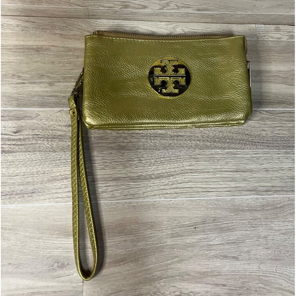 TORY BURCH GOLD Leather Clutch Crossbody PURSE